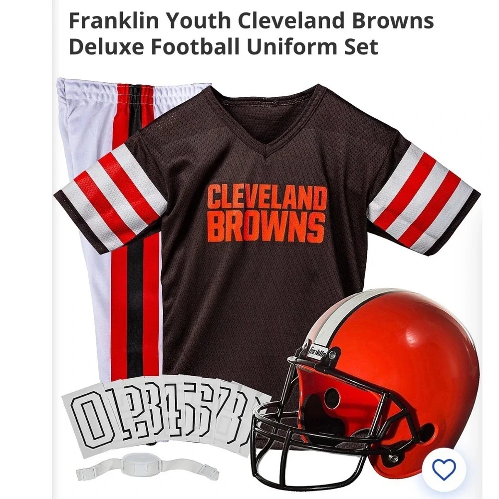 Franklin Sports Cleveland Browns Deluxe Football Uniform Set Youth Large XLL9007